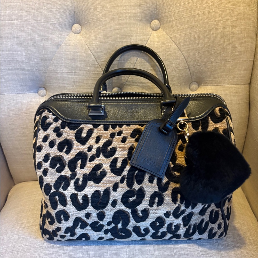Louis Vuitton Leopard Print Satchel with Black Accents